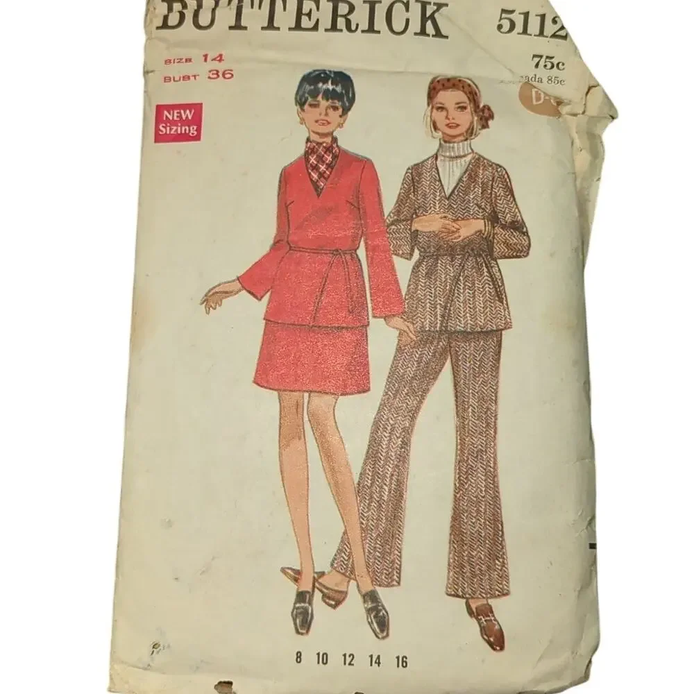 Butterick 5112 Vintage Sewing Pattern Size 14 Bust 36 Misses Jacket Vest Pants